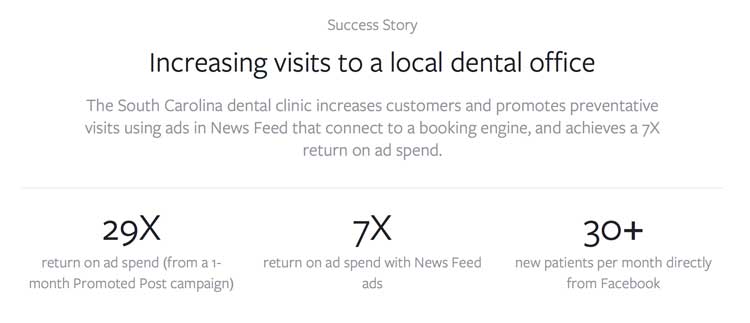dentists Facebook paid advertising